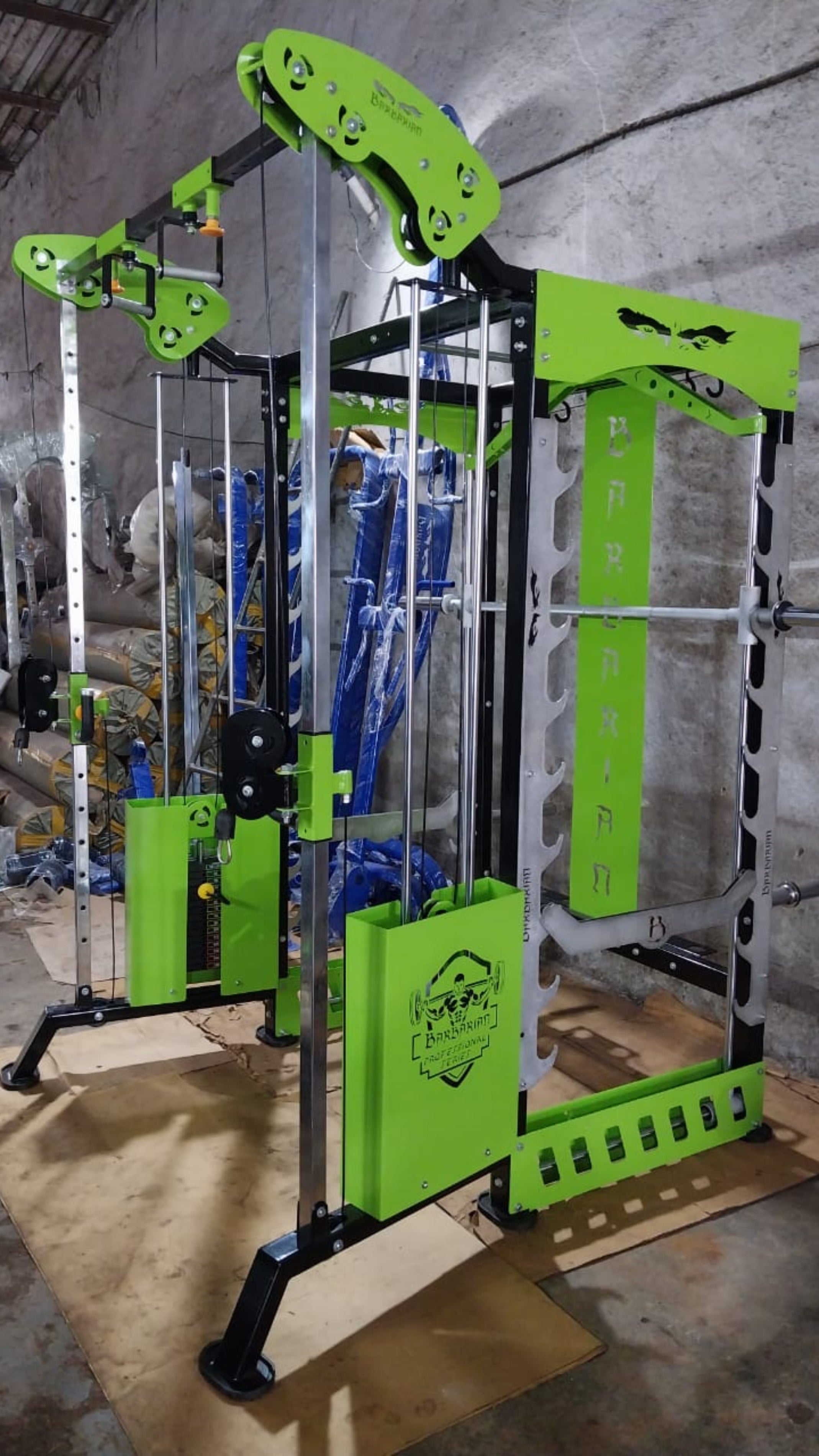 Smith Machine with Cable Cross Over Plus 360° Rotating Grip Chin