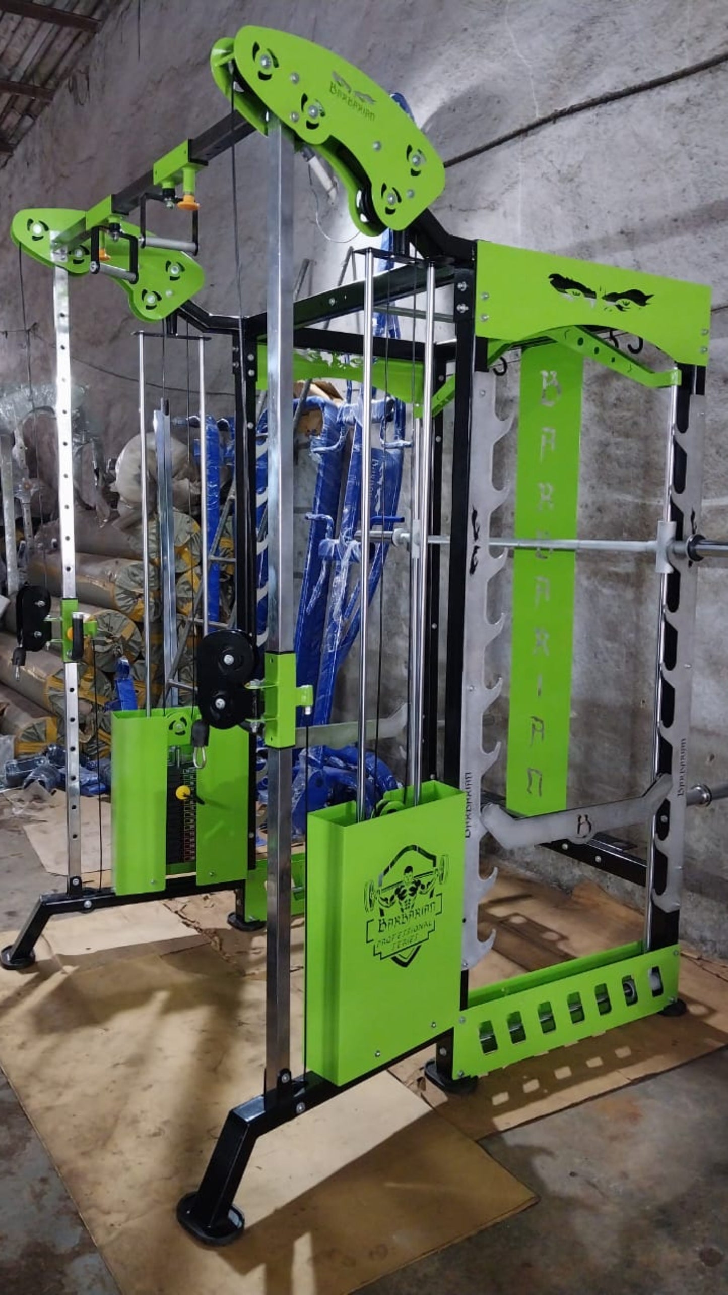 Machine Smith avec croisement de câbles et barres de tractions à poignées rotatives à 360° - FitMorf