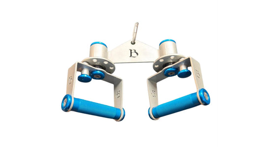 Innovative dual-mechanism cable attachment with rotating grips with an optional fixed angle setting for versatile workouts.