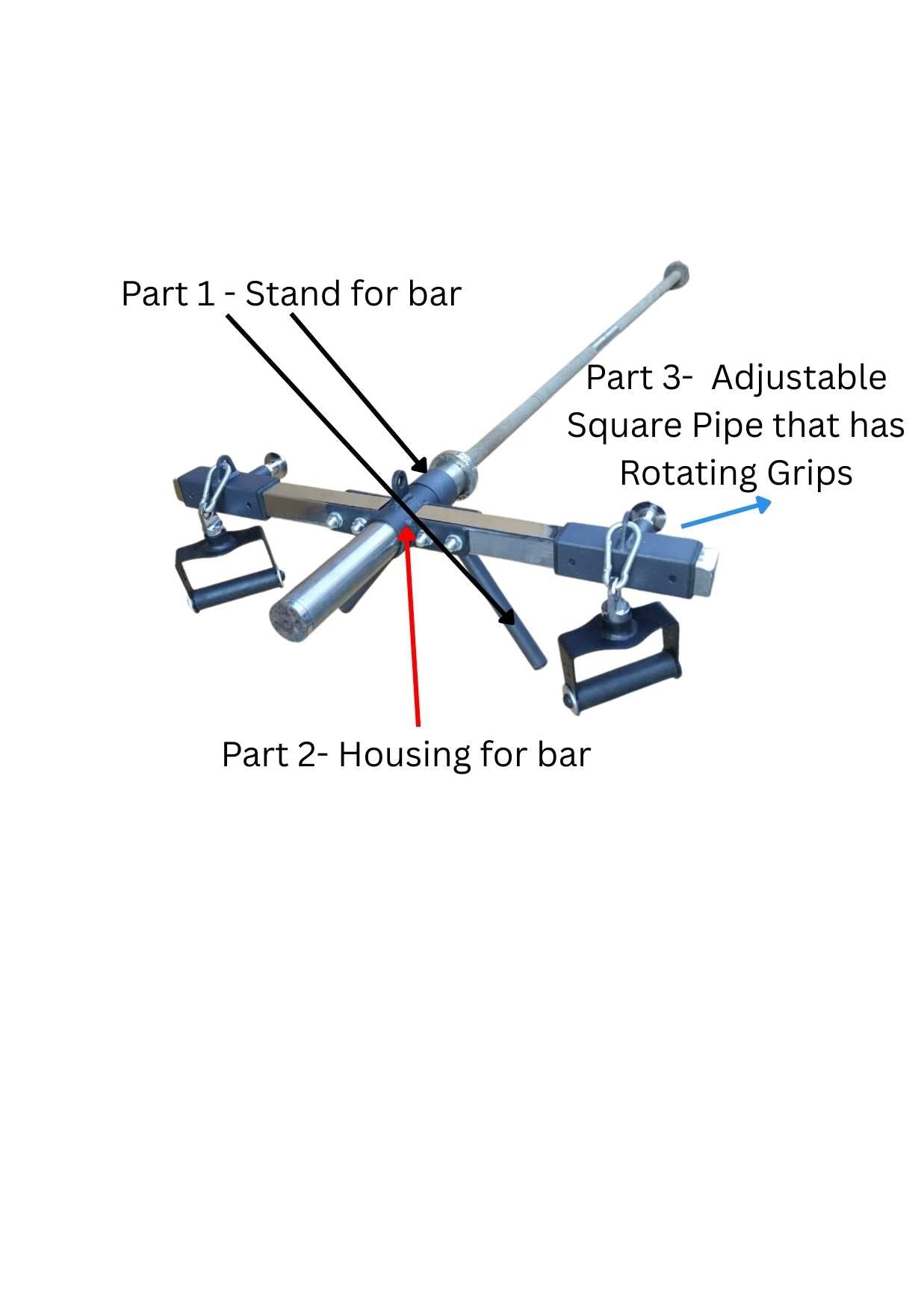 T Bar attachment for any barbell / Bar with Detachable Rotating Grips