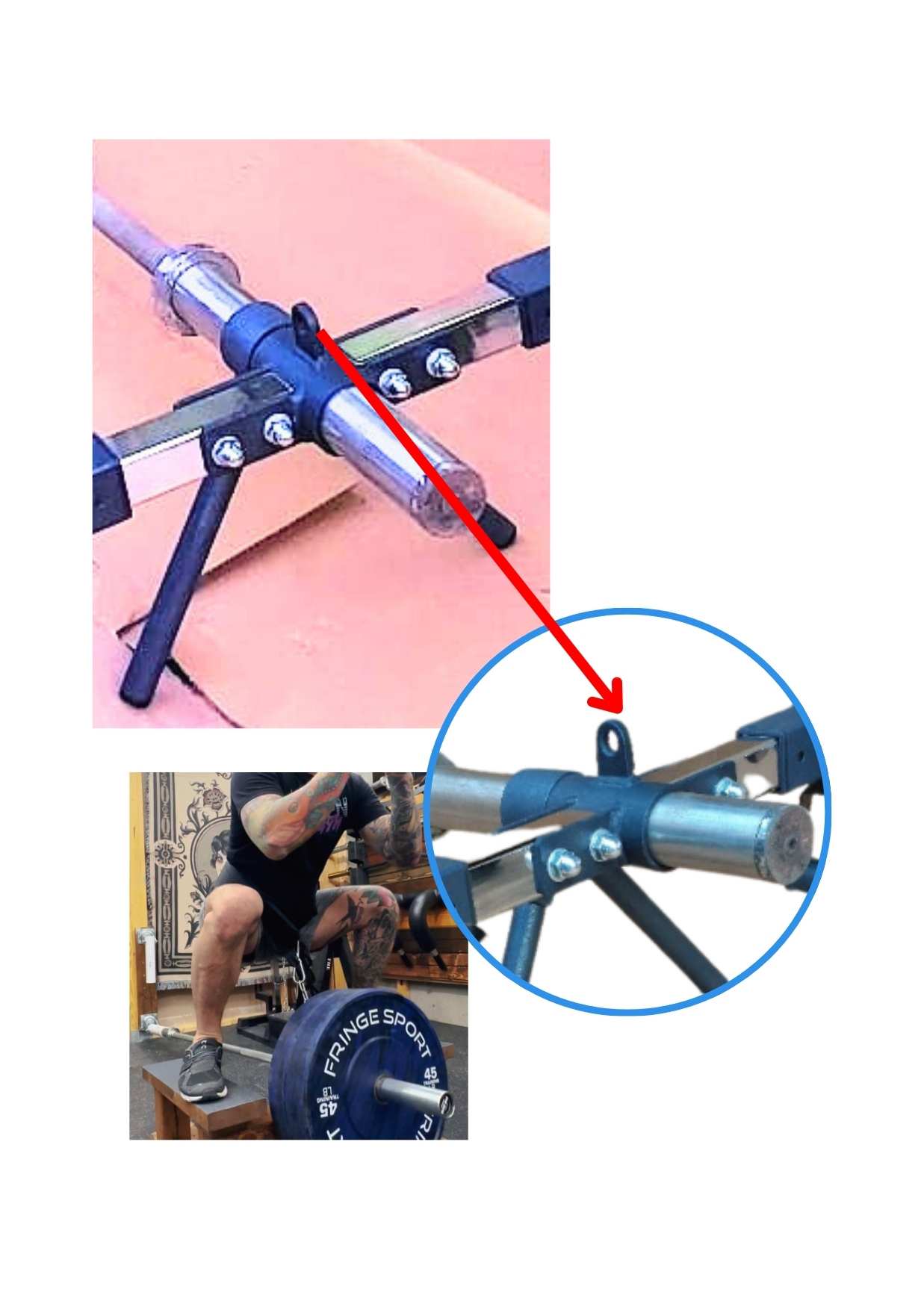 T Bar attachment for any barbell / Bar with Detachable Rotating Grips