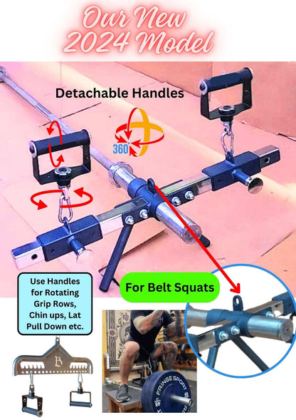 T Bar attachment for any barbell / Bar with Detachable Rotating Grips