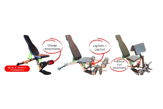 Adjustable Bench Expandable to Leg Extension - Leg Curl - Preacher Curl - Chest Fly Attachment - FitMorf - FitMorf