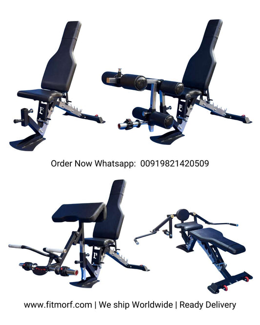 Adjustable Bench Expandable to Leg Extension - Leg Curl - Preacher Curl - Chest Fly Attachment - FitMorf - fitmorf