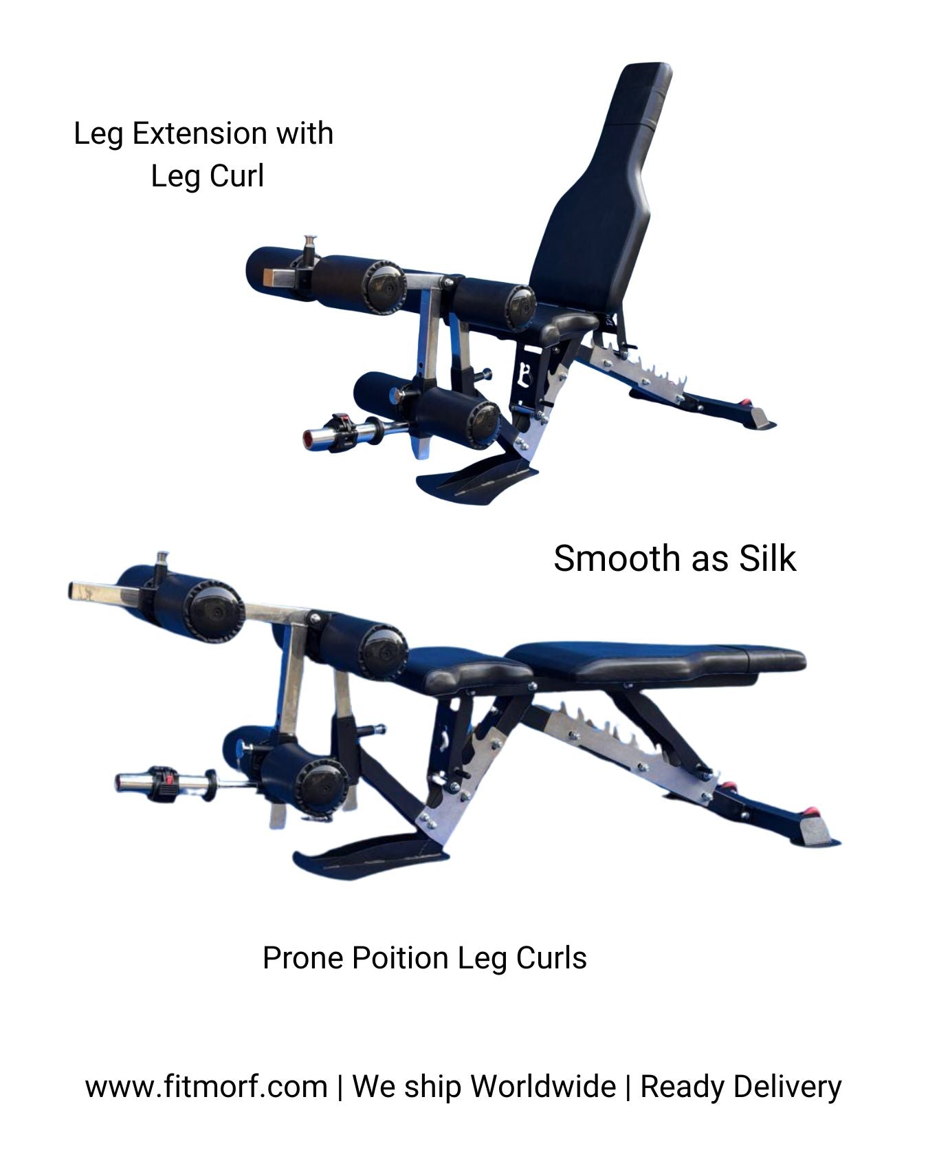 Leg Extension + Leg Curl with Adjustable Gym Bench - fitmorf