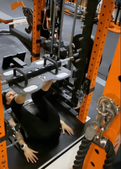A video demonstrating the use of leg press attachment on a smith machine. The video shows the ease of use, anti skid quality of the most innovative attachment in the market.