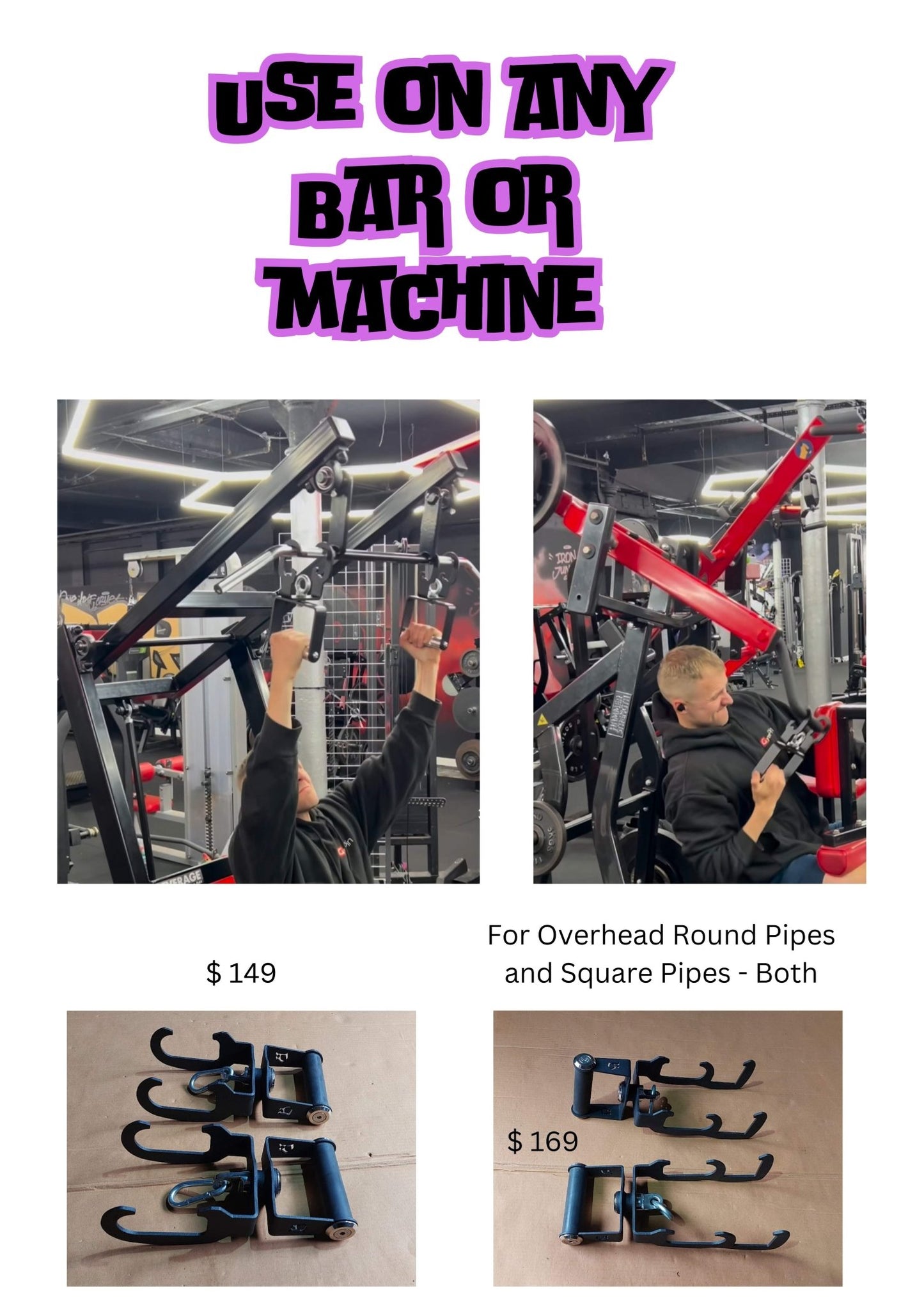 Rotating Grips for chin ups with hooks - FitMorf - FitMorf