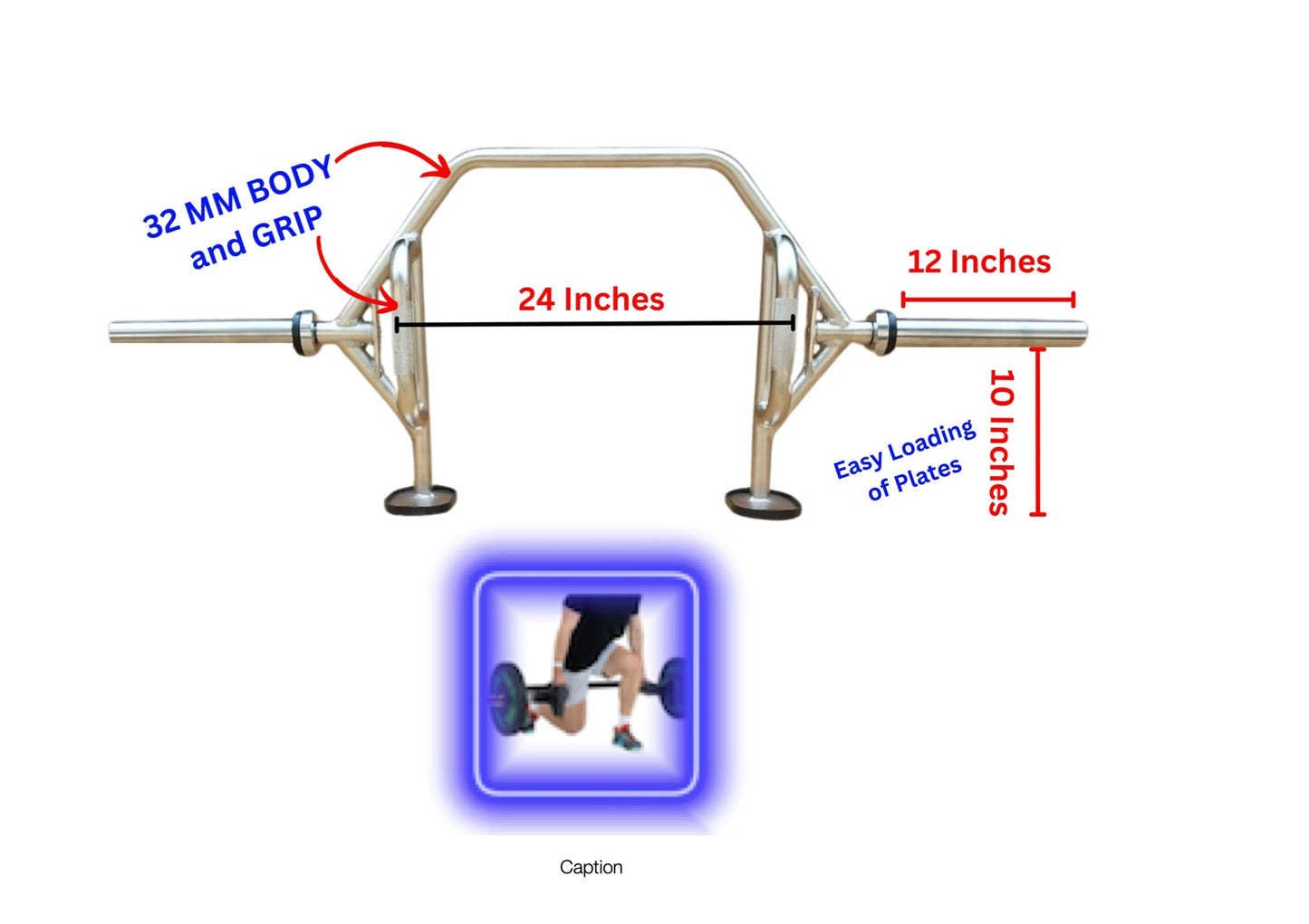 Trap Barbell / Deadlift Bar CHROME PLATED open end design /Trap Bar | Deadlift Barbell - FitMorf