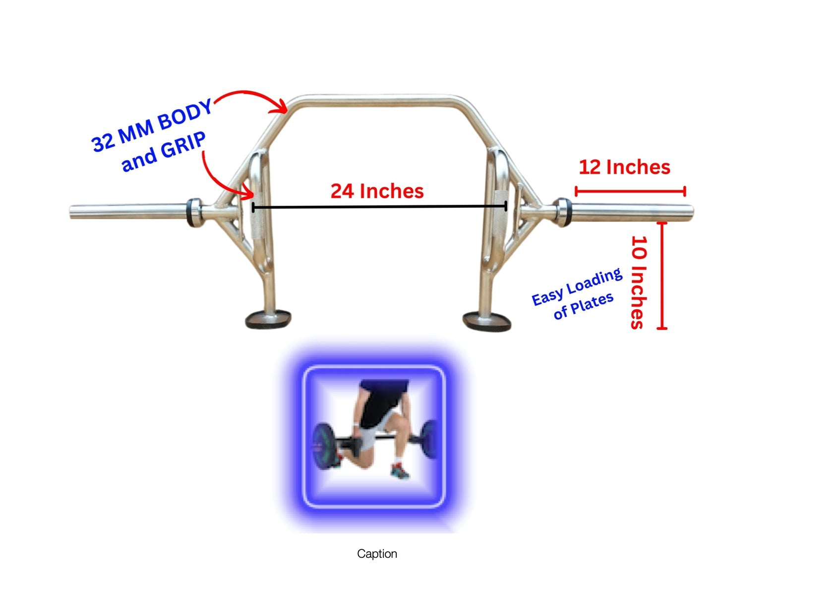 Trap Barbell / Deadlift Bar CHROME PLATED open end design /Trap Bar | Deadlift Barbell - FitMorf
