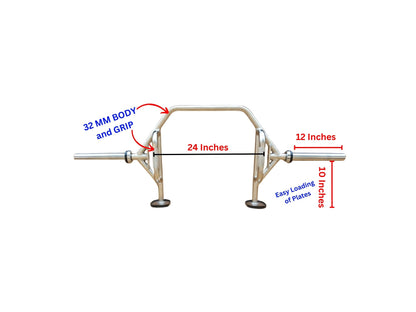 Trap Barbell / Deadlift Bar CHROME PLATED open end design /Trap Bar | Deadlift Barbell - FitMorf