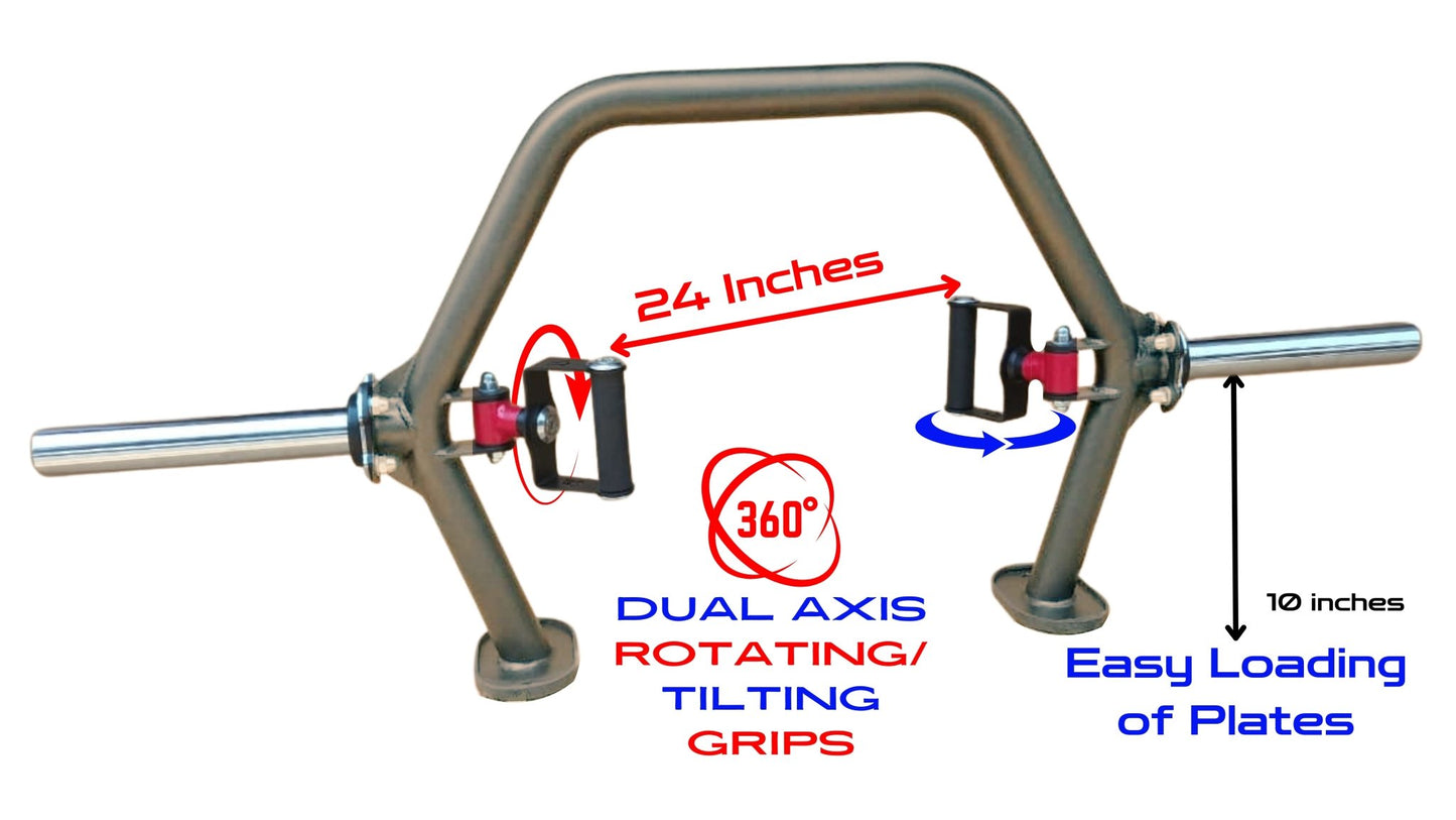 Trap Barbell / Deadlift Bar with rotating grips open end design /Trap Bar | Deadlift Barbell| - FitMorf