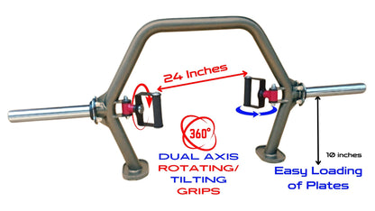 Trap Barbell / Deadlift Bar with rotating grips open end design /Trap Bar | Deadlift Barbell| - FitMorf